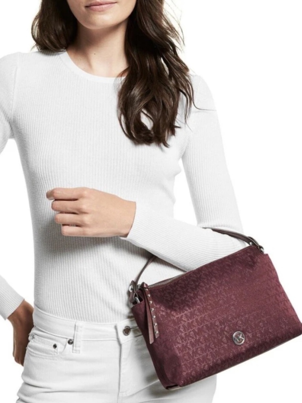 Michael Michael Kors Signature Shailene Small Messenger Bag in Merlot